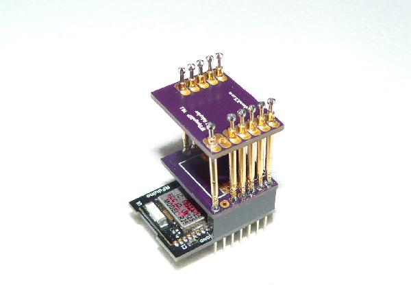 RFDpogoDIP mounted on RFduino RFD22102 CPU.